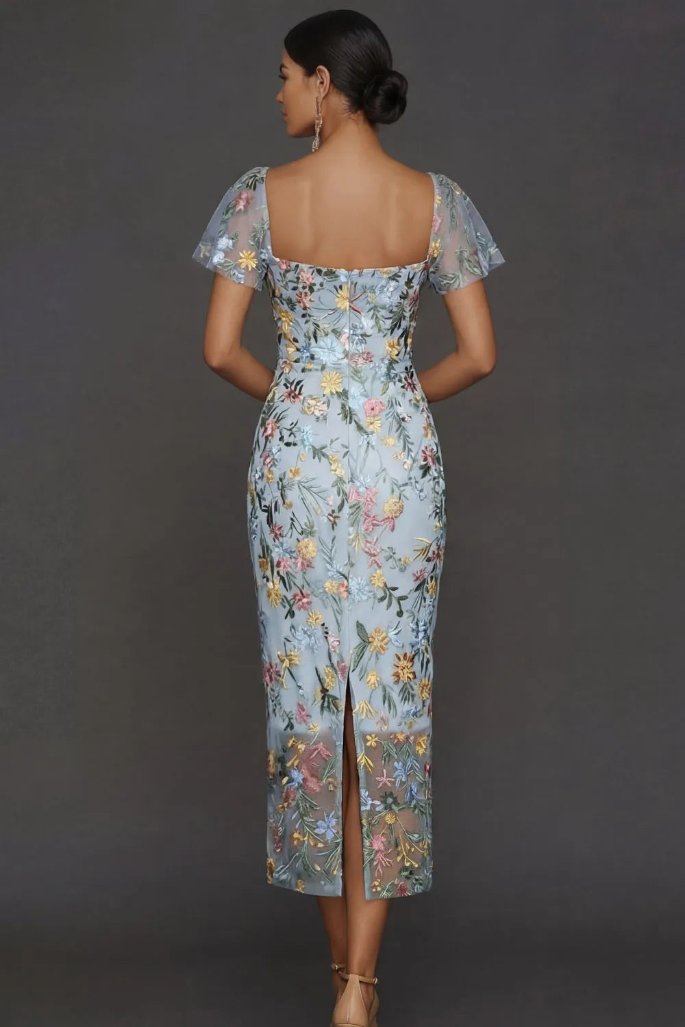 Faye | Floral Embroidered Summer Wedding Guest Midi Dress