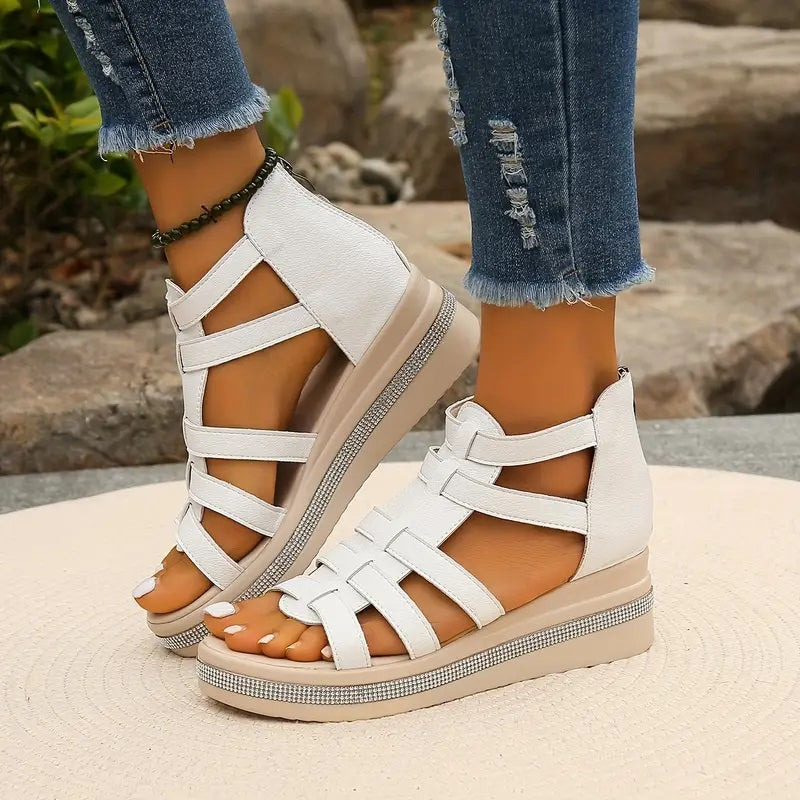 Gina | Rhinestone Comfort Platform Sandals