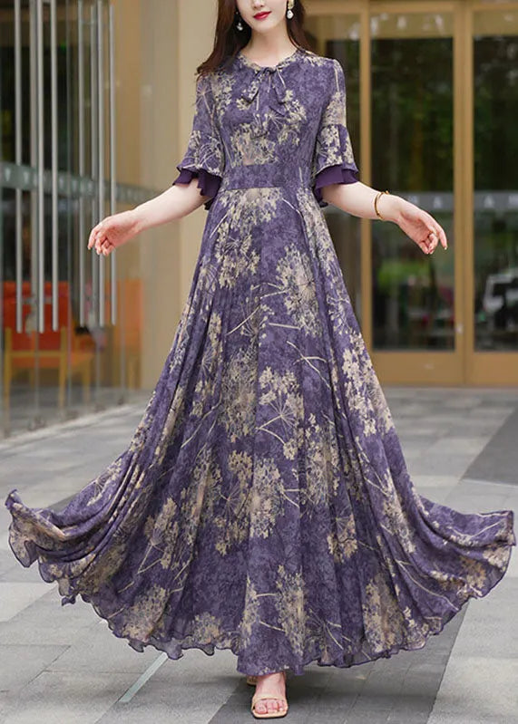 Iris | Floral Ruffle Sleeve Maxi Summer Dress