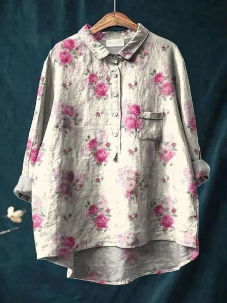 Hazel | Printed Button Up Boho Blouse