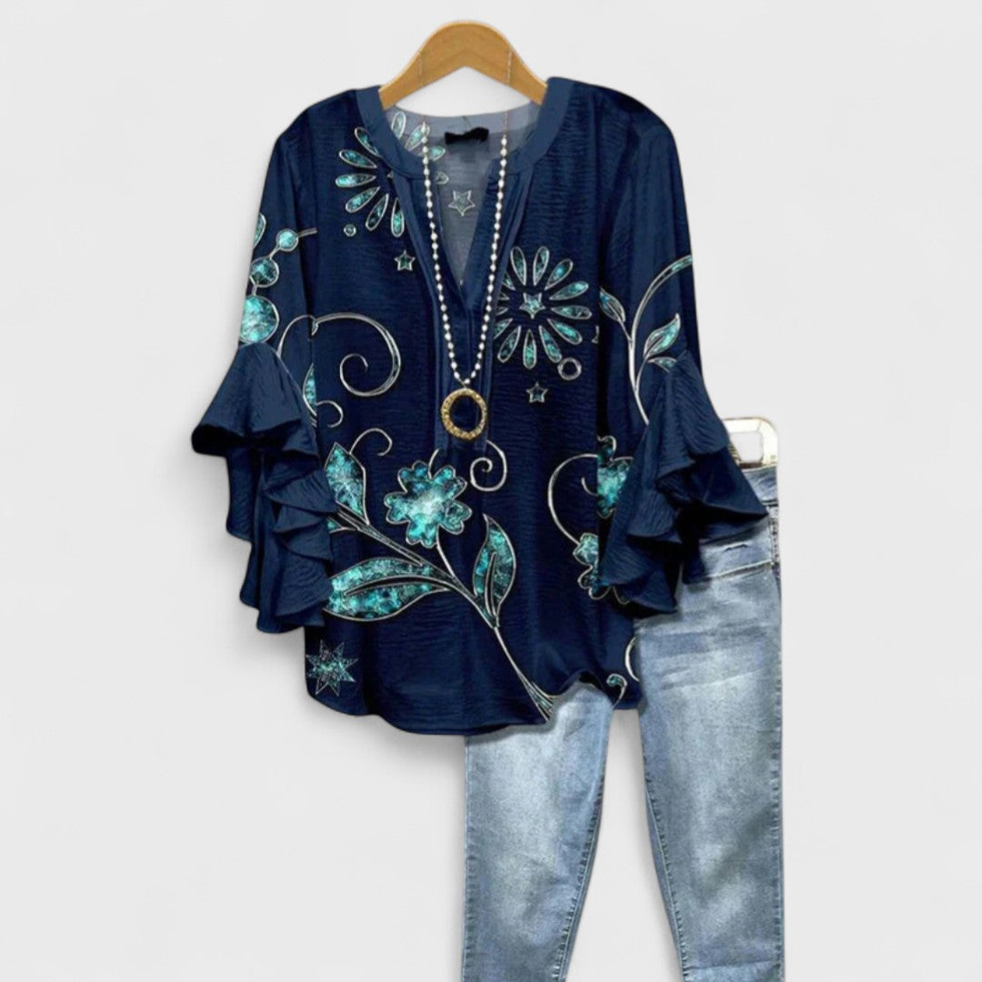 Loretta | Floral Ruffle Sleeve Day Blouse