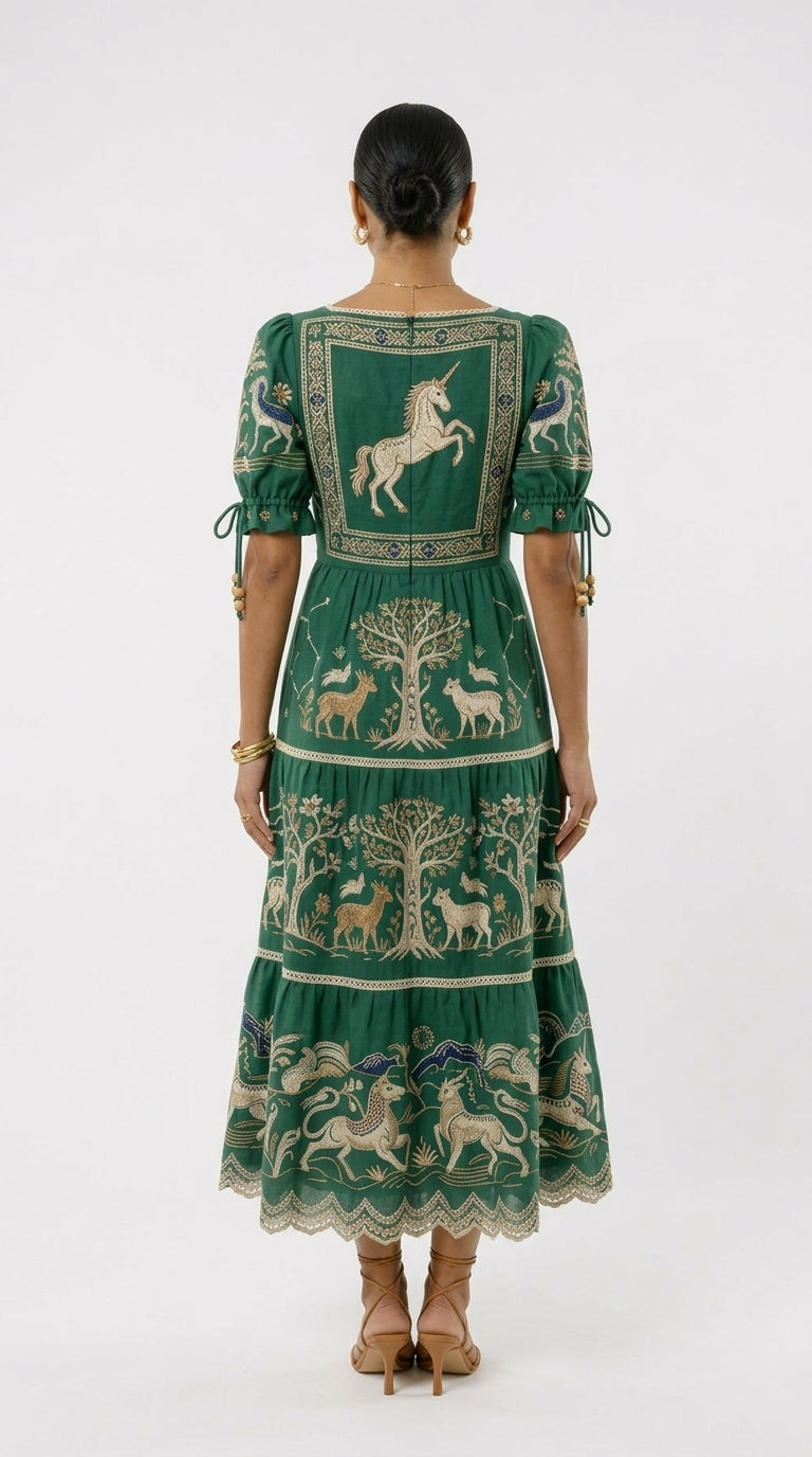 Stacy | Breathable Embroidered Boho Midi Dress