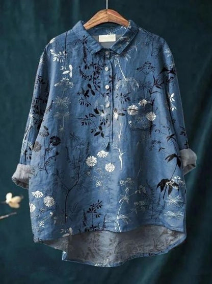 Hazel | Printed Button Up Boho Blouse