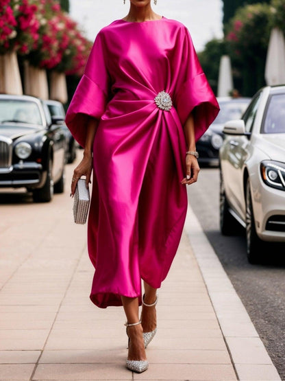 Avery | Elegant Satin Summer Midi Dress