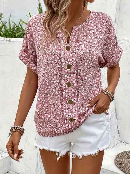 Deila | Chic Floral Button Down Boho Blouse
