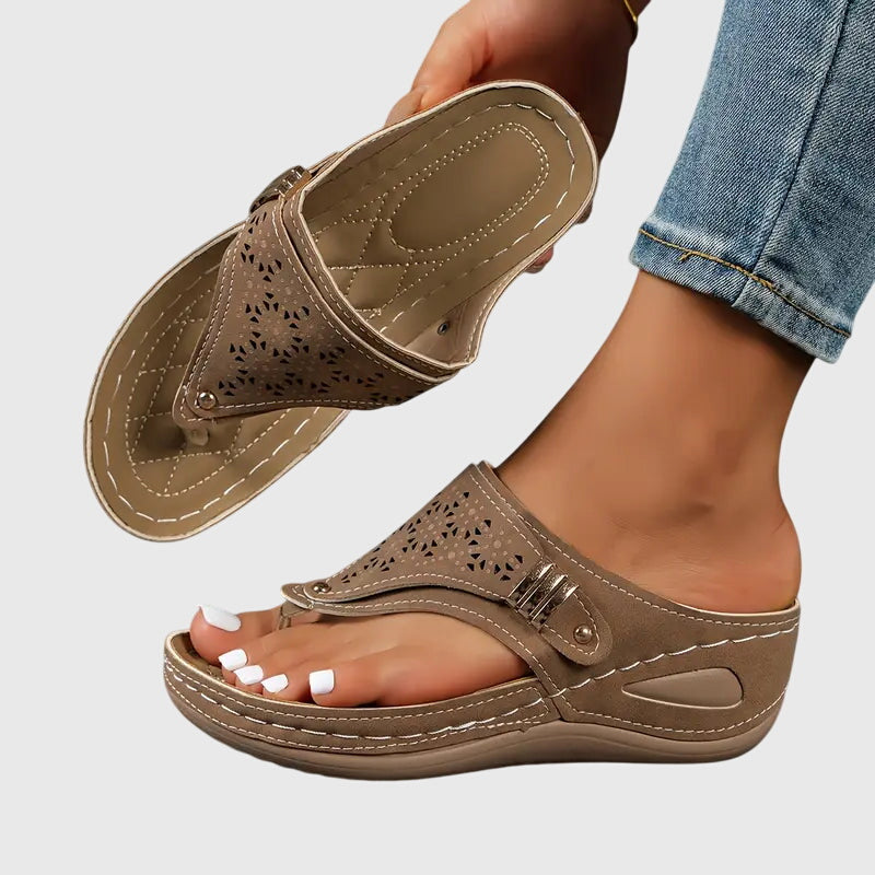 Lila | Cutout Upper Wedge Comfort Thong Sandals