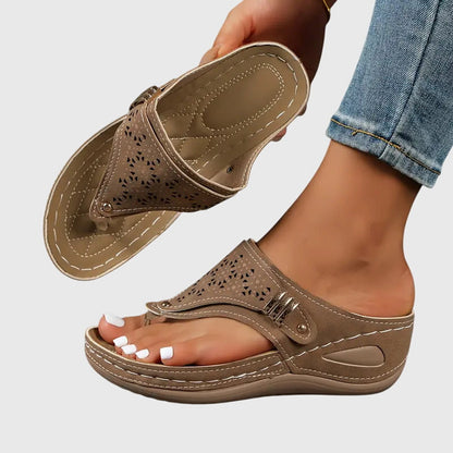 Lila | Cutout Upper Wedge Comfort Thong Sandals