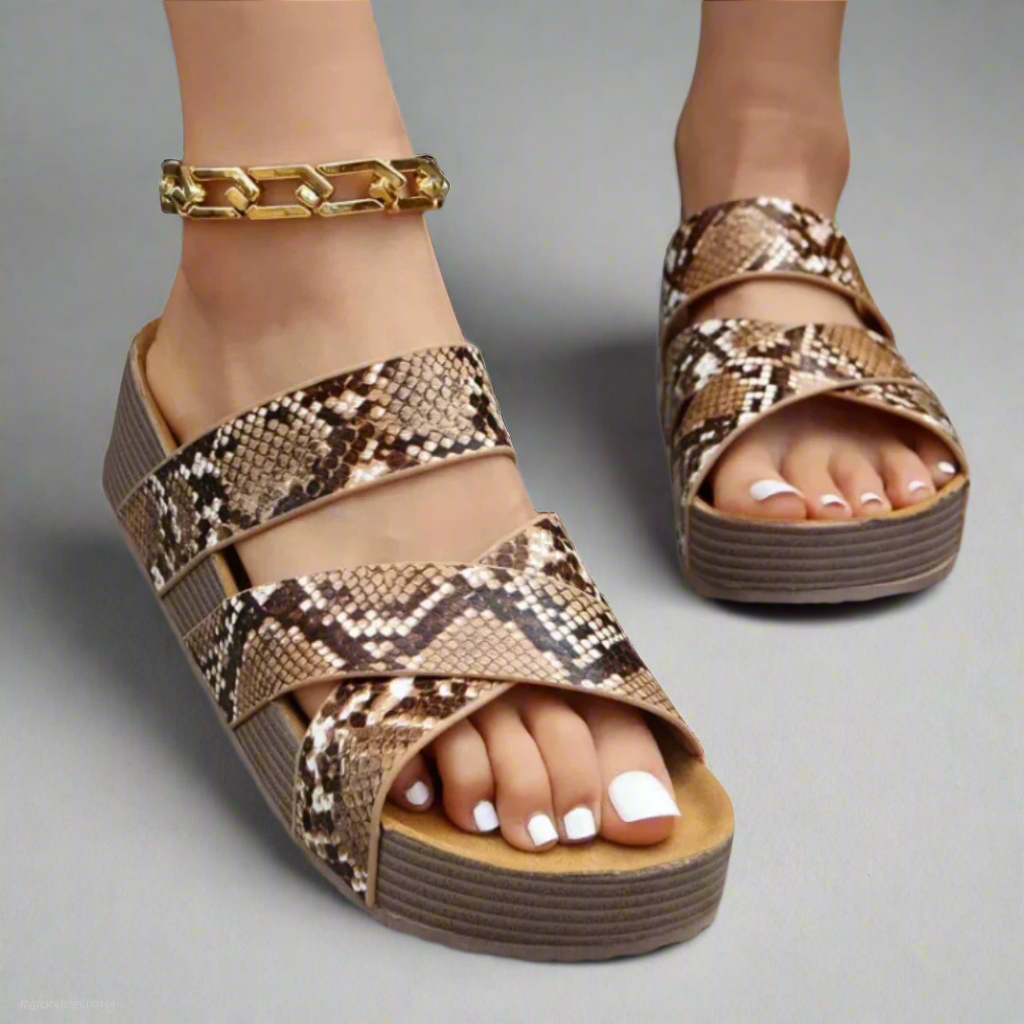 Amber | Woven Strap Platform Slide Sandals