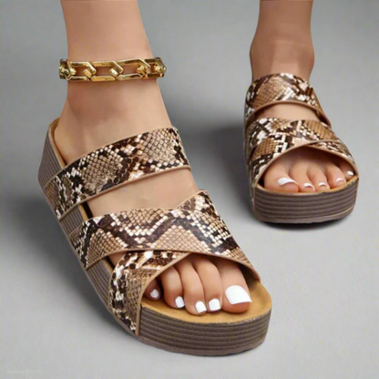 Amber | Woven Strap Platform Slide Sandals
