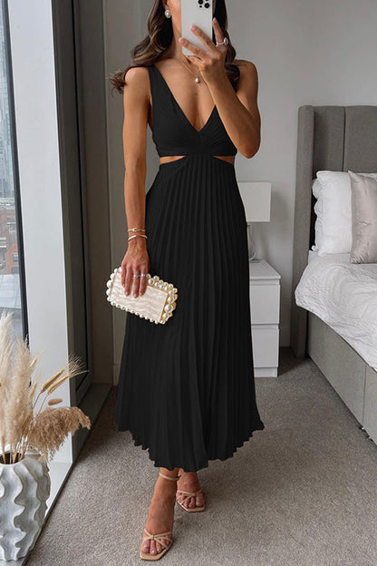 Aurora | Cutout Pleated Wedding Guest Midi Dress