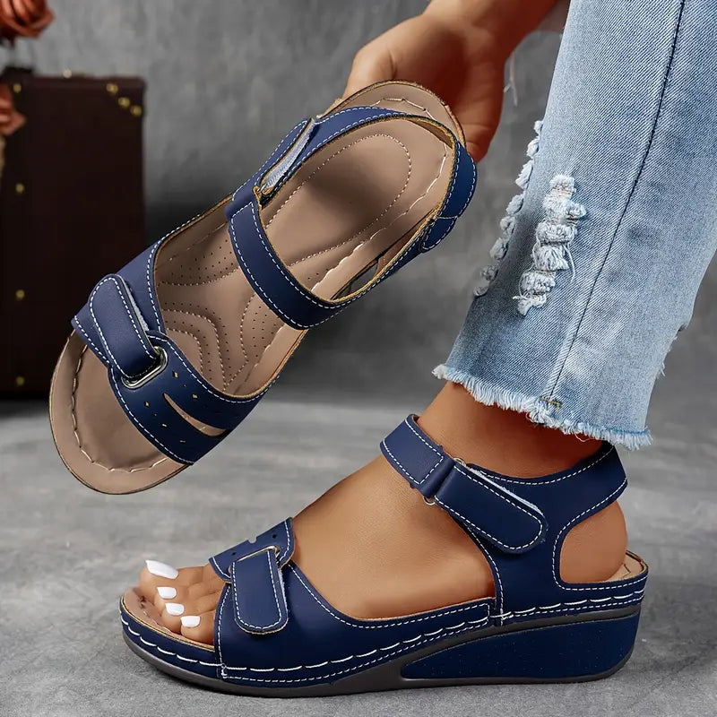 Nina | Velcro Strap Wedge Comfort Sandals