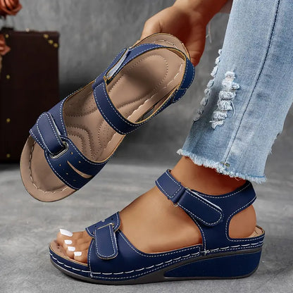 Nina | Velcro Strap Wedge Comfort Sandals