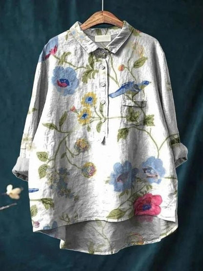Hazel | Printed Button Up Boho Blouse