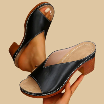 Lily | Open Toe Mule Platform Block Heeled Sandals