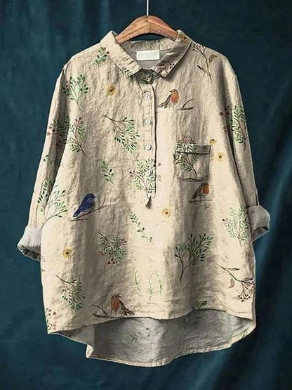 Hazel | Printed Button Up Boho Blouse