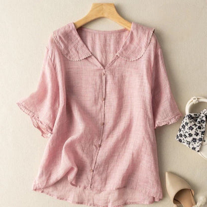 Clémence | Vintage Short Sleeve Button Down Blouse