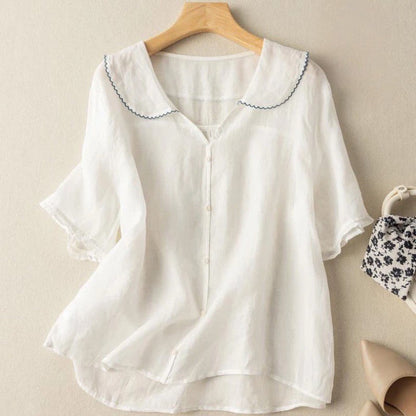 Clémence | Vintage Short Sleeve Button Down Blouse