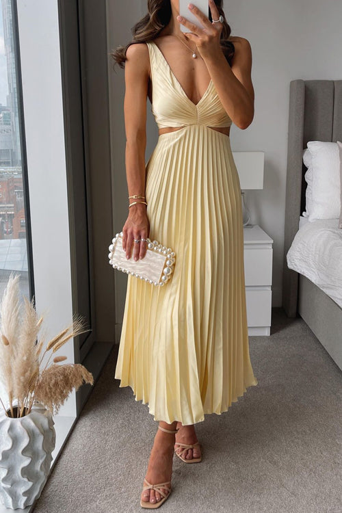 Aurora | Cutout Pleated Wedding Guest Midi Dress
