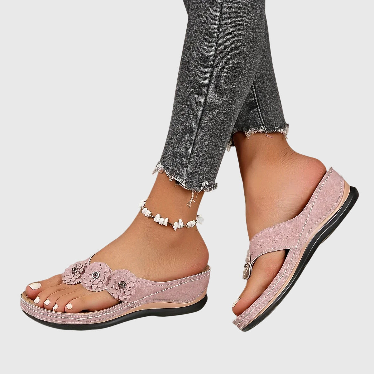 Flo | Flower Wedge Flip Flop Comfort Sandals
