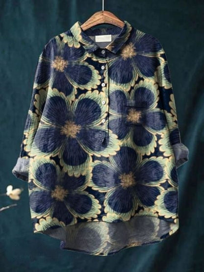 Hazel | Printed Button Up Boho Blouse