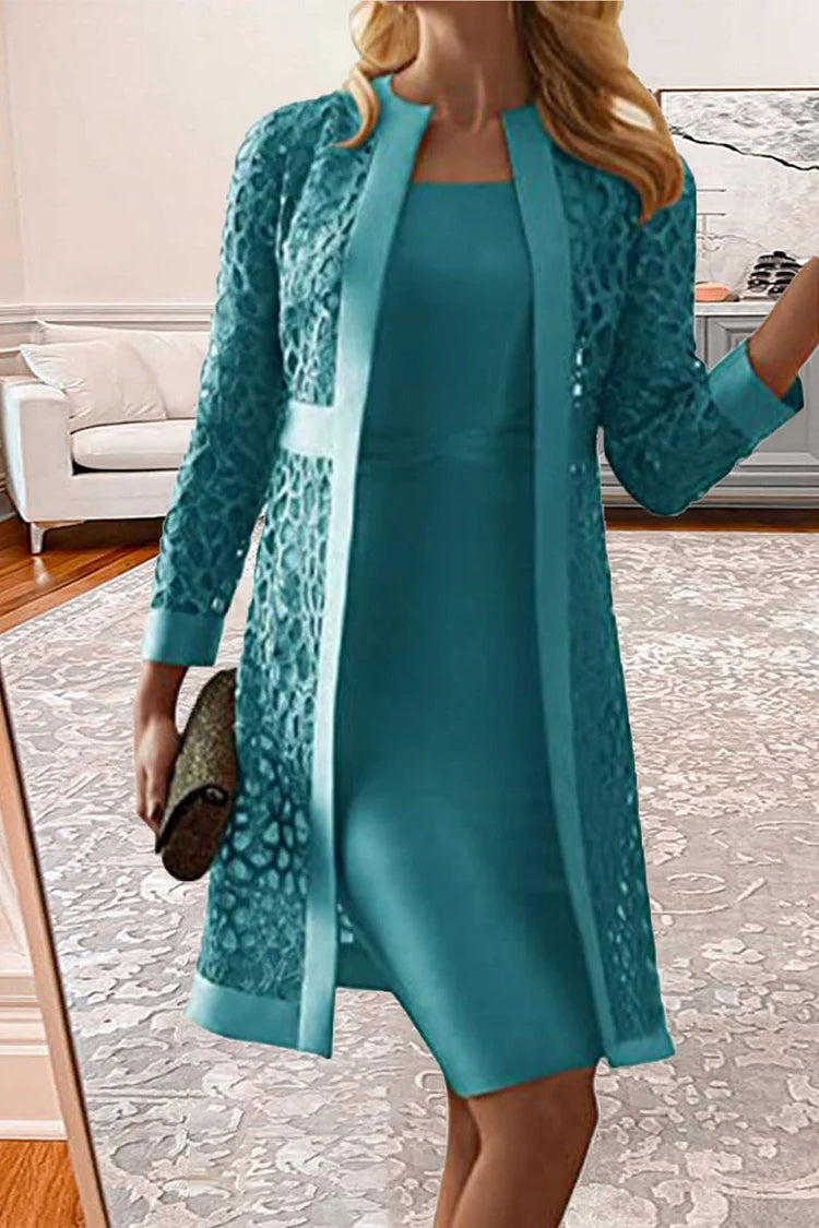 Morgan | Lace Coat Two Piece Wedding Guest Dress