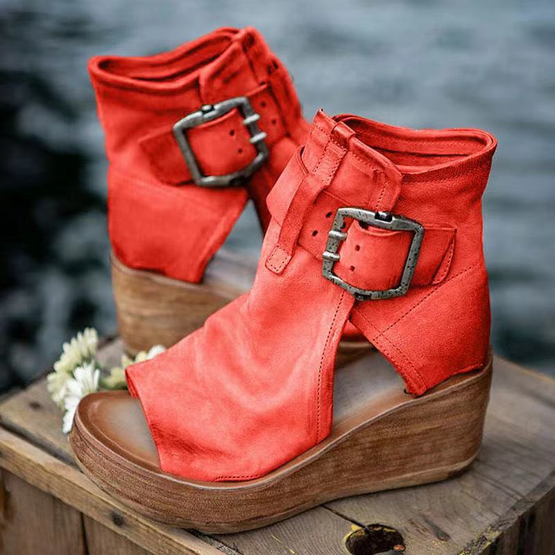 Romy | Double Buckle Platform Wedge Sandals