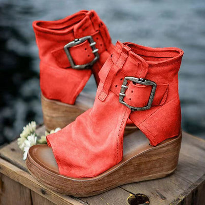 Romy | Double Buckle Platform Wedge Sandals