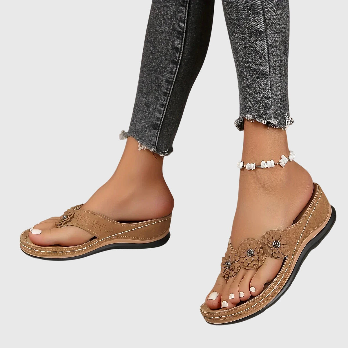 Flo | Flower Wedge Flip Flop Comfort Sandals