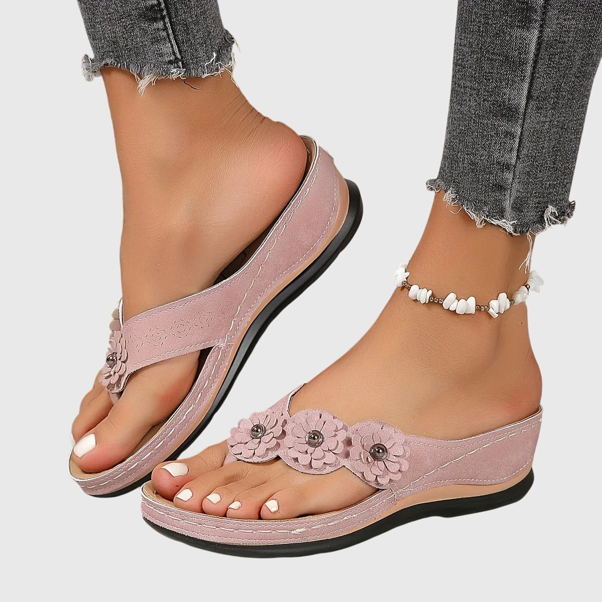 Flo | Flower Wedge Flip Flop Comfort Sandals