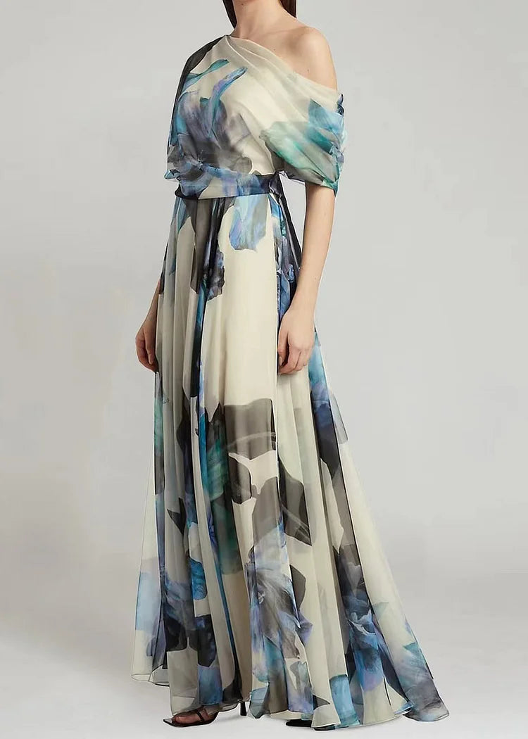 Jasmine | Floral One Shoulder Long Maxi Dress