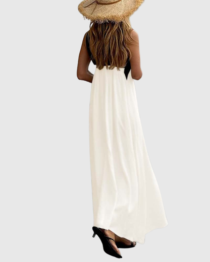 Skye | Linen Cross Halter Neck Maxi Sundress