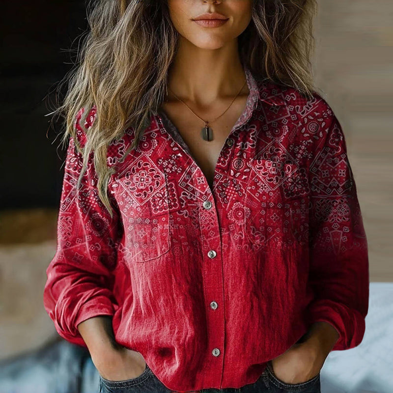 Aria | Vintage Floral Patchwork Boho Blouse