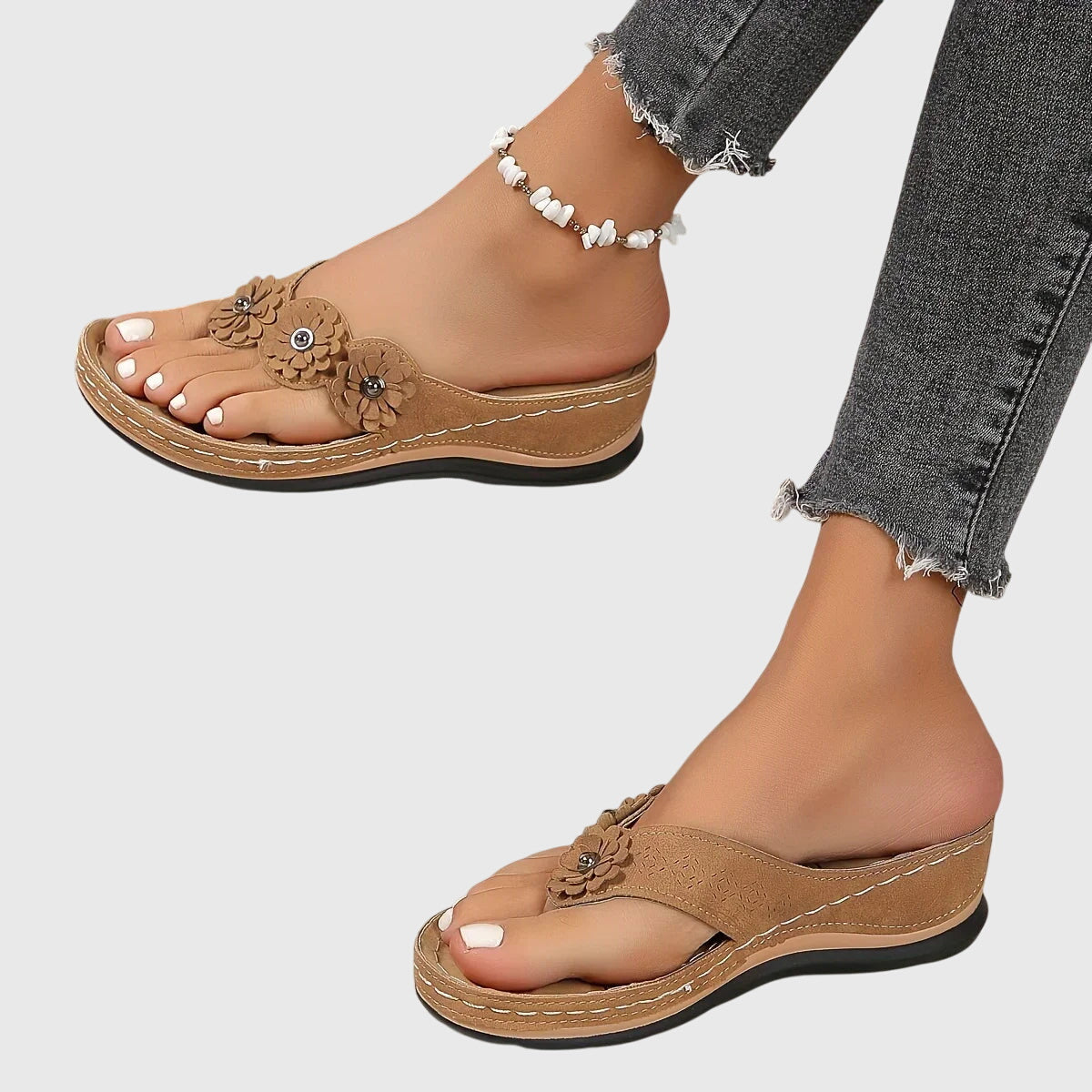 Flo | Flower Wedge Flip Flop Comfort Sandals