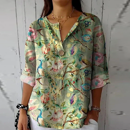 Chloe | Watercolor Floral Button Up Summer Blouse
