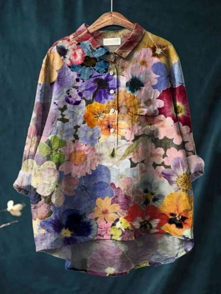 Hazel | Printed Button Up Boho Blouse