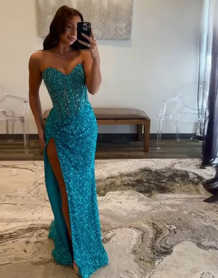 Jade | Sequin Sweetheart Corset Mermaid Prom Dress