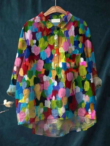 Hazel | Printed Button Up Boho Blouse