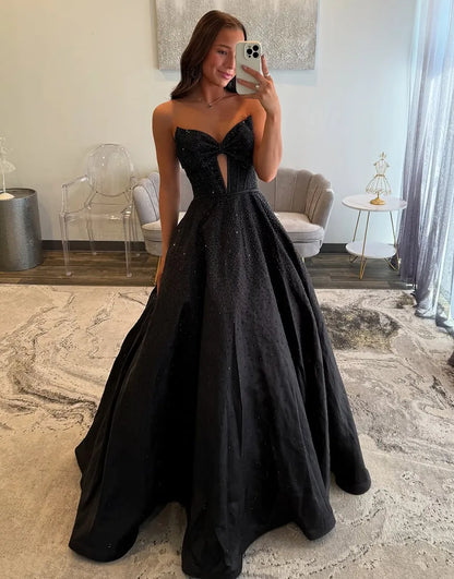 Nova | Rhinestone Bow Strapless Corset Bridesmaid Dress