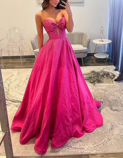 Nova | Rhinestone Bow Strapless Corset Bridesmaid Dress