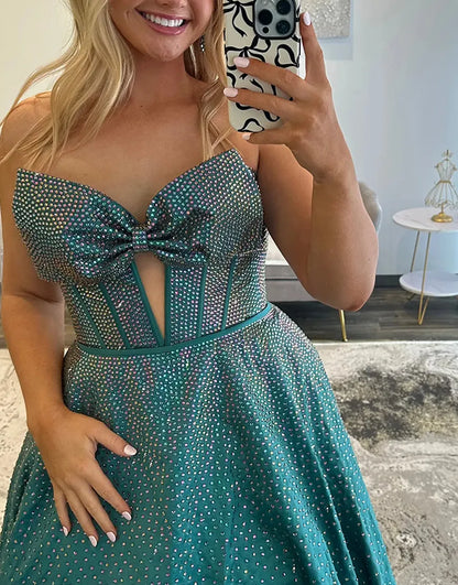 Nova | Rhinestone Bow Strapless Corset Bridesmaid Dress