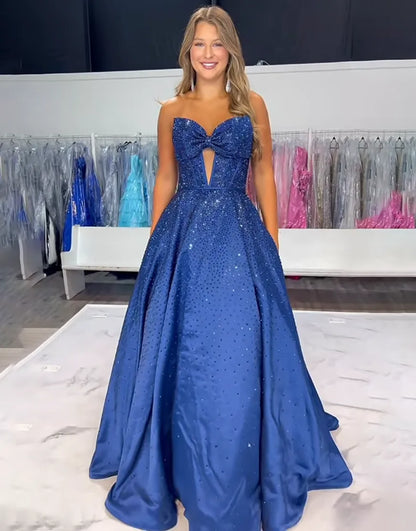Nova | Rhinestone Bow Strapless Corset Bridesmaid Dress