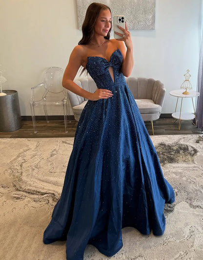Nova | Rhinestone Bow Strapless Corset Bridesmaid Dress