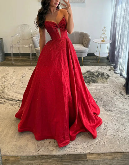 Nova | Rhinestone Bow Strapless Corset Bridesmaid Dress