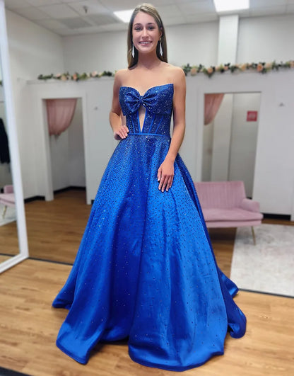 Nova | Rhinestone Bow Strapless Corset Bridesmaid Dress