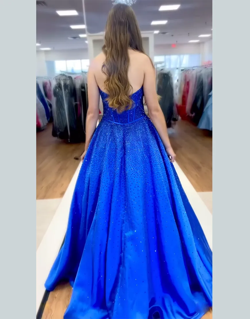 Nova | Rhinestone Bow Strapless Corset Bridesmaid Dress