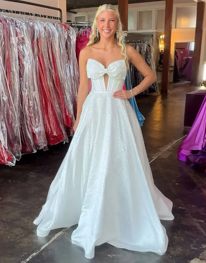 Nova | Rhinestone Bow Strapless Corset Bridesmaid Dress