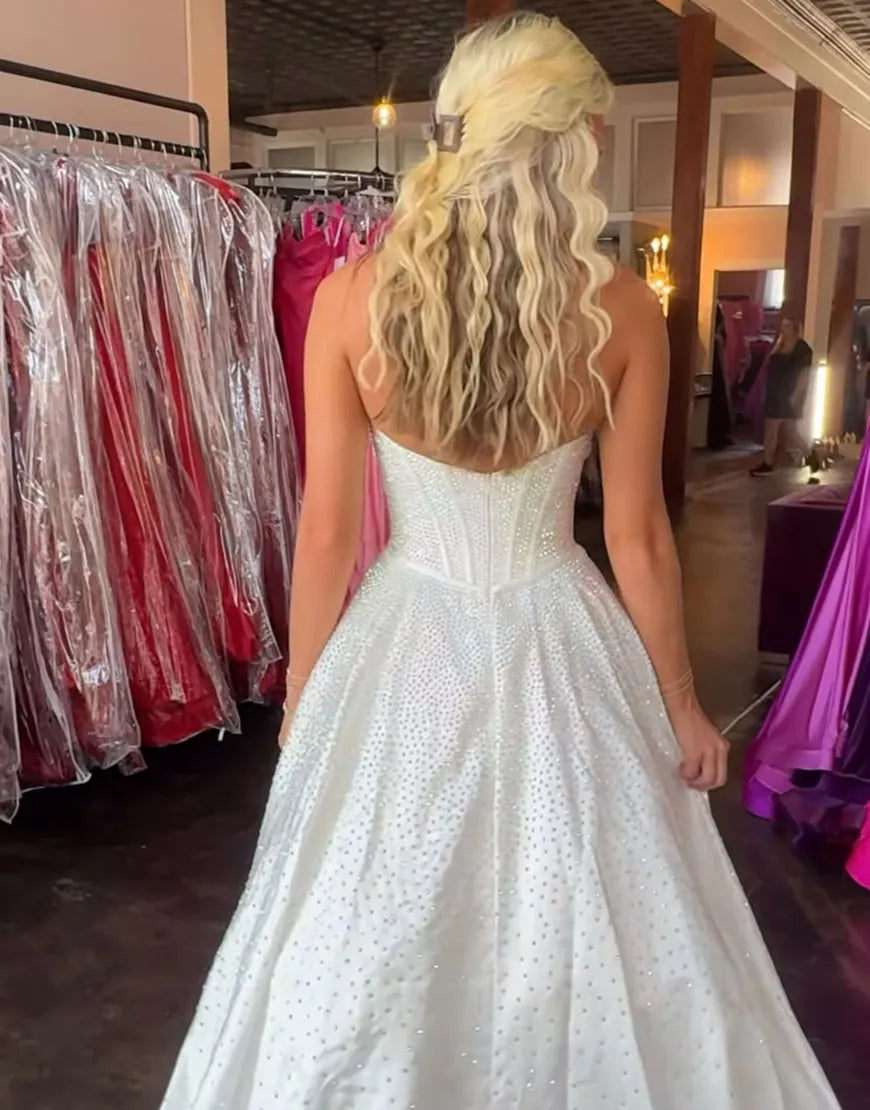 Nova | Rhinestone Bow Strapless Corset Bridesmaid Dress
