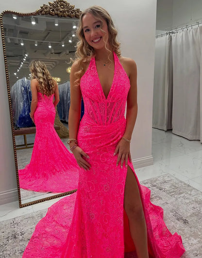 Bella | Sequin Halter Mermaid Bridesmaid Dress
