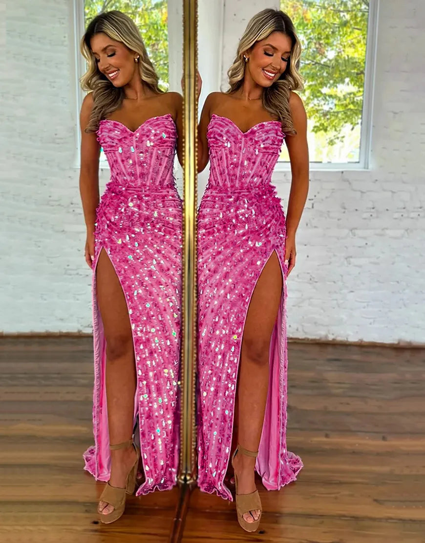 Harper | Sequin Corset Open Back Prom Dress