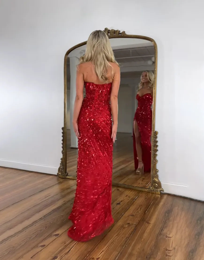 Harper | Sequin Corset Open Back Prom Dress